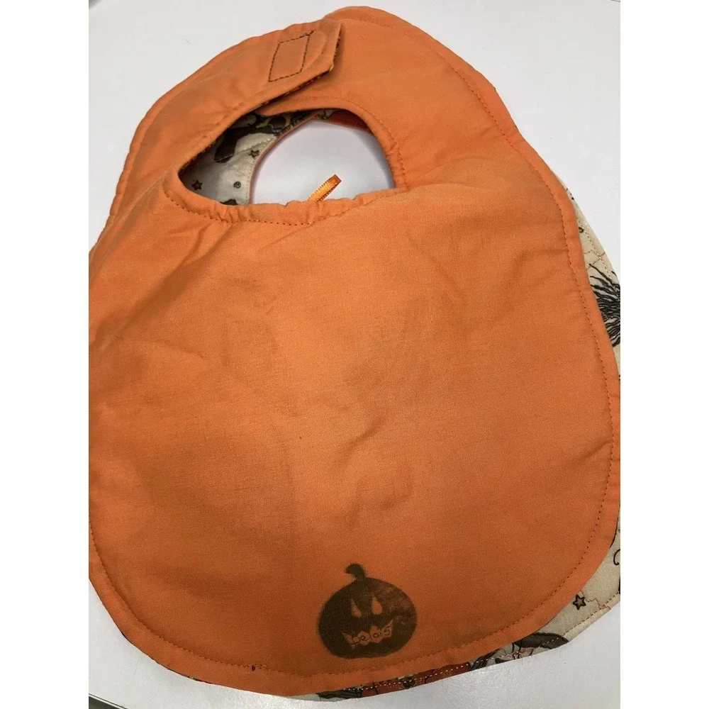 Set Of 2 Handmade Halloween Baby Bibs Cats Jackolanterns Spooky Trick Or Treat